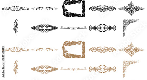 Vintage ornamental frames and decorative flourishes with classic details vector