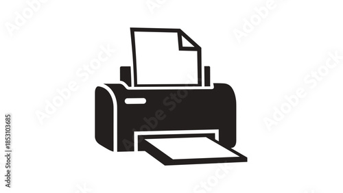 Modern printer with paper output tray extended, Generative AI.