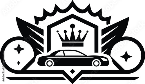 Luxury car service emblem with regal crown