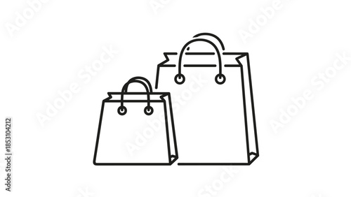 Two paper shopping bags on white background for retail or eco friendly concepts, Generative AI.