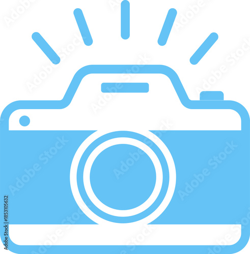 Camera icon, vintage camera, blue camera icon on a white background. Vector, designer illustration. Vector.