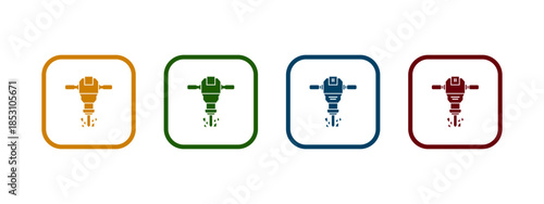 construction jack hammer icon. construction jack hammer in different color design.
