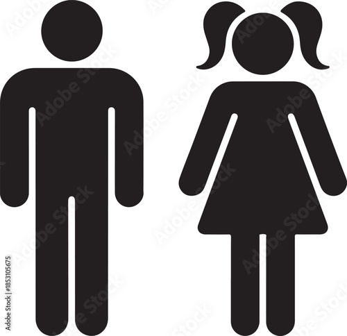 Simple black silhouette icons representing a man and a woman standing side by side