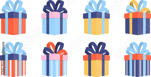 Gift box, set of gift boxes, gift boxes isolated on white background. Vector, designer illustration. Vector.