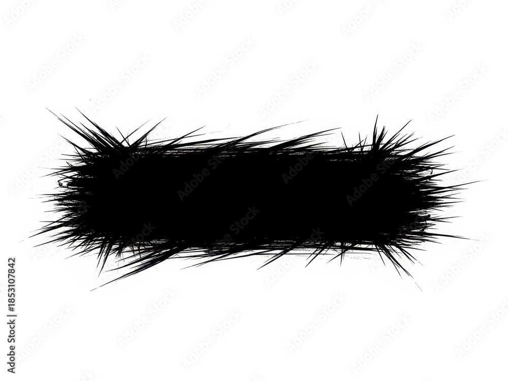 Obraz premium Black grunge brush stroke banner shape with spiky edges isolated on white background