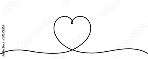 Heart hand drawn. Heart continuous line drawing. Single contour heart for love design. one line art sketch heart. Symbol love. Editable stroke