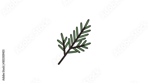 A delicate illustrated sprig of rosemary with green needle like leaves on a white background, symbolizing nature and herbal flavors