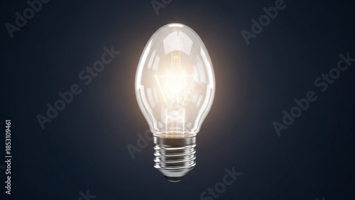 Glowing light bulb with bright white light on dark background, symbolizing ideas and innovation in technology and design
