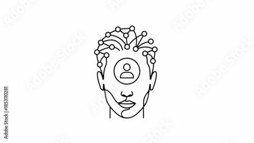 Abstract representation of a human head connected by digital nodes, symbolizing intelligence and technology.