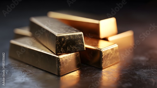 Wallpaper Mural Pile of Shiny Gold Bars Stacked on a Reflective Surface. Torontodigital.ca