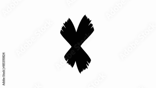 Bold black brush stroke 'X' mark on a white background, symbolizing a mistake or cancellation.