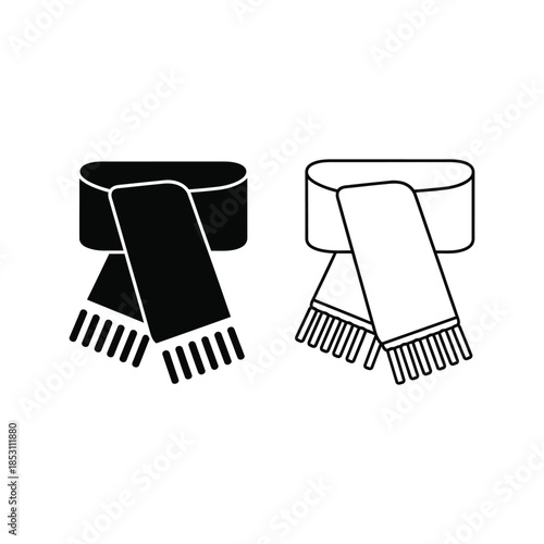 Minimalist Scarf Icons with Fringe Details in Monochrome Design