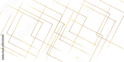 Abstract background with lines. Geometric rectangle shape golden color stroke lines on white background. Creative futuristic modern grid background design.