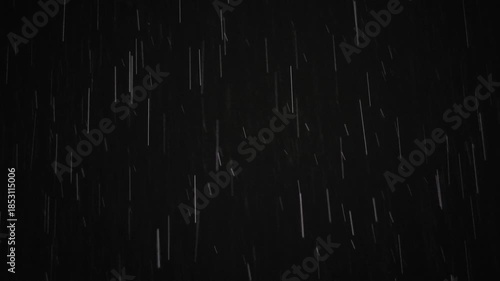 Rain falling vertically at night captured with a slow shutter speed effect