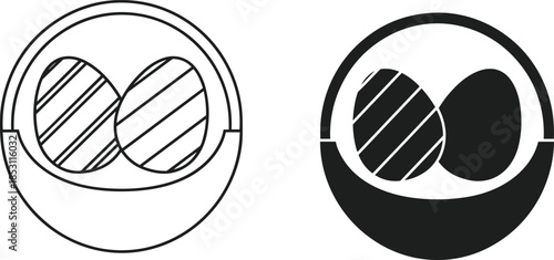 Easter basket vector illustration, holiday egg clipart, outline and silhouette style, festive decoration icon, seasonal graphic design, spring celebration art