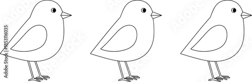 Cartoon bird vector illustration, simple animal outline, cute bird clipart, black line drawing, educational bird icon, minimal avian artwork