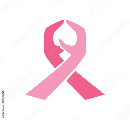 Pink Awareness Ribbon Hands Logo