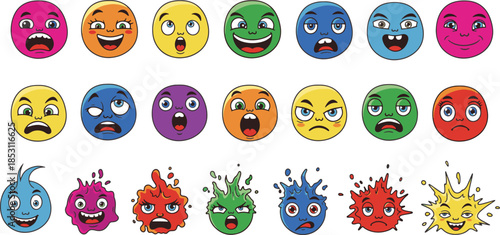 Collection of diverse cartoon emotions