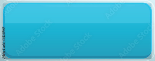 Rectangular glossy button with rounded corners, featuring vibrant blue color and empty space, perfect for adding custom text or icons