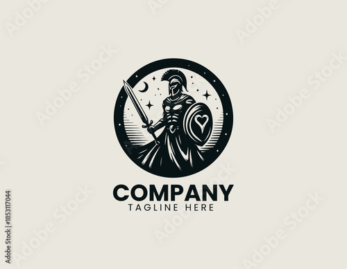 Warrior of love character symbolizes strength compassion and harmony in a meaningful black vector logo illustration