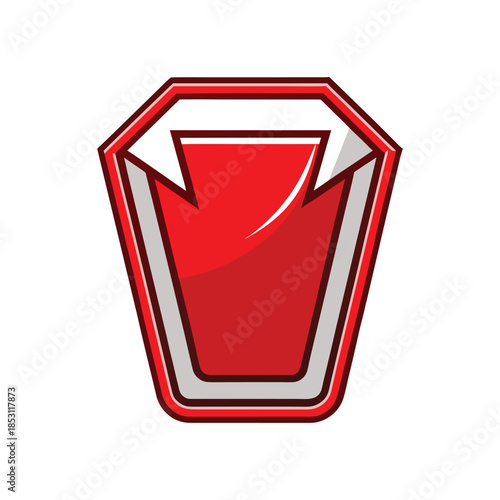 3d illustration of a red plastic cup with lid and a glass of red drink as a recycling symbol and web icon for a business container design concept