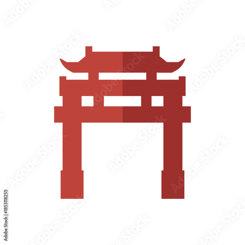 Traditional paifang gate icon representing entrance, honor, and cultural heritage.