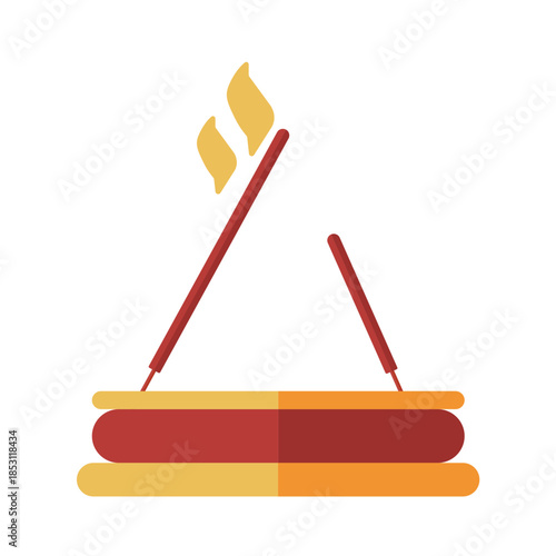 Burning incense sticks icon symbolizing prayer and tradition.