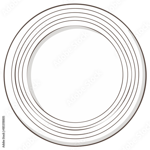 Clean ceramic plate with subtle concentric ring design and shadow for food presentation