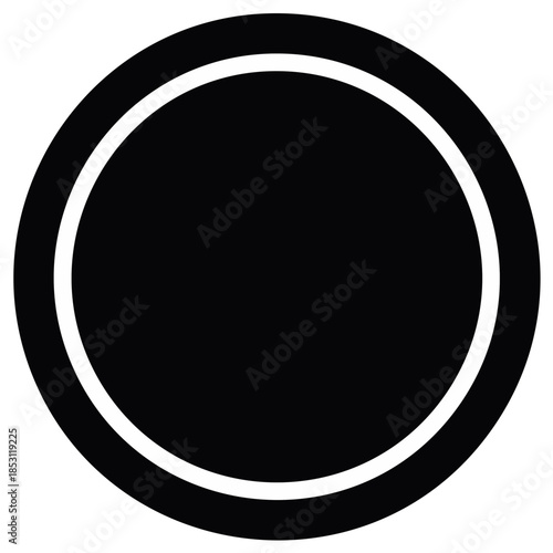 Simple geometric black circle with a white ring graphic element