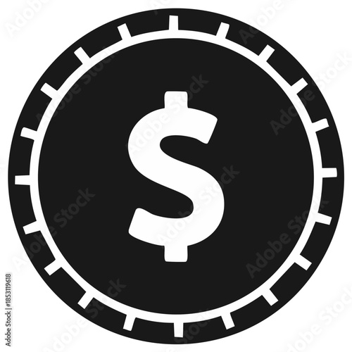 Iconic Dollar Coin Symbol Graphic Representing Currency and Finance