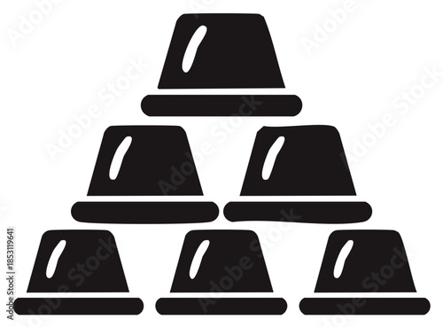 Pyramid stack of lustrous metallic ingots symbolizing wealth and financial success icon