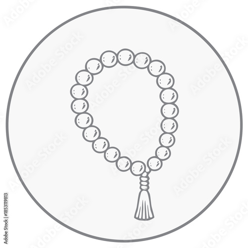 Islamic Prayer Beads Rosary With Tassel Outline Icon