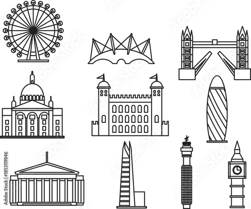 A dynamic collection of black and white outline icons illustrating a wide range of active pursuits and athletic leisure, perfect for modern sports graphic design projects and visual communication