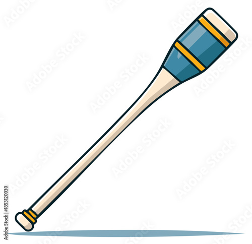 Rowing Oar with Blue and Yellow Design Nautical Tool for Boating and Water Sports