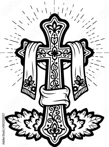 Crucifixion of Jesus Christ with Disciples Silhouette