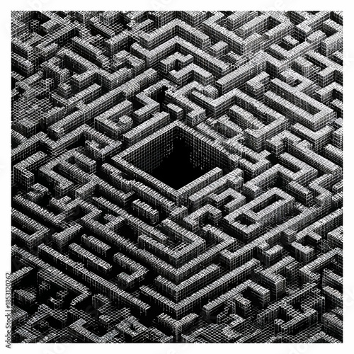 Explore the intricate abstract maze illustration a complex challenge of problem solving and navigation art design vector illustration