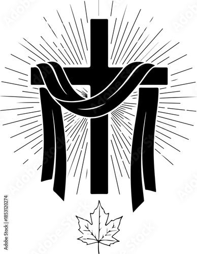 Crucifixion of Jesus Christ with Disciples Silhouette