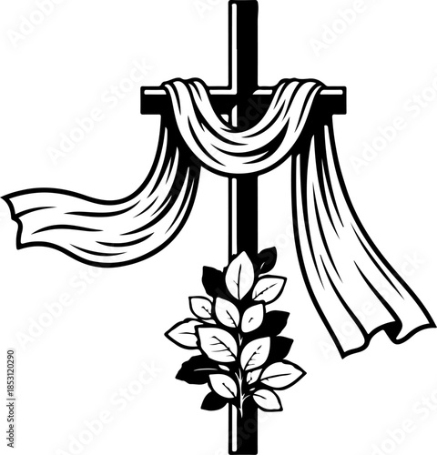 Crucifixion of Jesus Christ with Disciples Silhouette