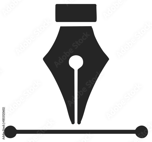 Fountain Pen Drawing Line Vector Illustration Graphic Design Tool Symbol for Art and Writing