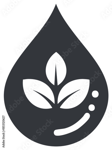 Eco Water Drop with Leaves for Sustainable Bio Fuel and Fresh Energy