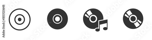 CD or DVD vector icons set. Disc icon
