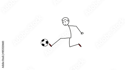 Kick of Imagination: A playful stick figure skillfully kicks a football, showcasing the fun of sports and the limitless potential of creativity.