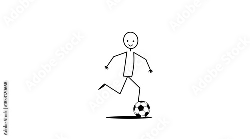 Stick Figure Soccer Action: A whimsical stick figure kicks a soccer ball with enthusiasm, capturing the simplicity and joy of the game.
