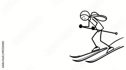 Skiing Silhouette: A dynamic silhouette captures the thrill of downhill skiing, a graphic interpretation of winter sports