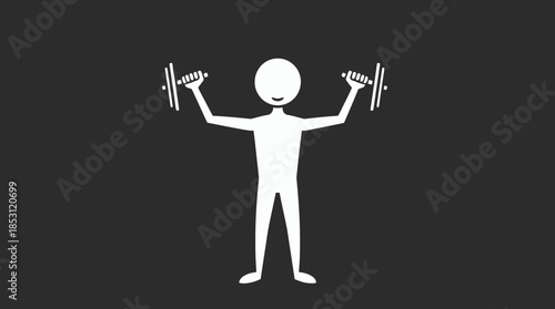 Strength and Fitness Illustration: A simple yet effective illustration captures a figure lifting dumbbells, embodying strength and the pursuit of fitness.
