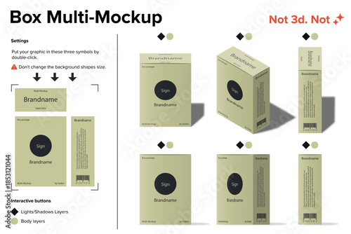 Cardboard boxes mockups. All views are configured simultaneously. Front, side, top and isometric view. Vector illustration isolated on white background. Use it for food, medicine, cosmetic etc.