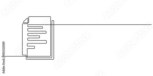 Clipboard with checklist icon continuous one line drawing of outline vector illustration, One continuous line vector drawing of a folder. Outline documents background icon. Saving securities vector .