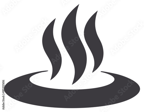 Stylized Dark Gray Steam Rising From Circular Pool Icon