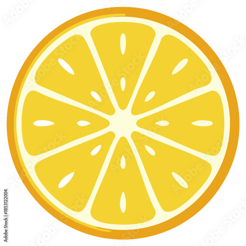 Bright Yellow Orange Slice with Visible Segments and Seeds