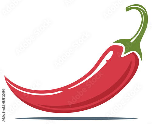Stylized illustration of a red chili pepper isolated on a white backdrop, perfect for design assets.